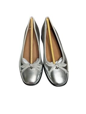 🌻NEW NWOT Naturalizer Essential Silver Ballet Flats Square Toe Bow Size 8